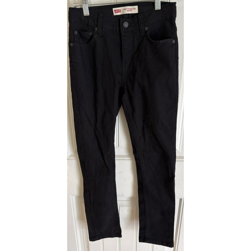 Levi's 502 Boys Regular Taper Stretch Denim Jeans Black 26x26 Size 12